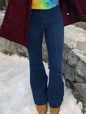 Angry Rabbit Dark Blue High-Rise Flare Jeans